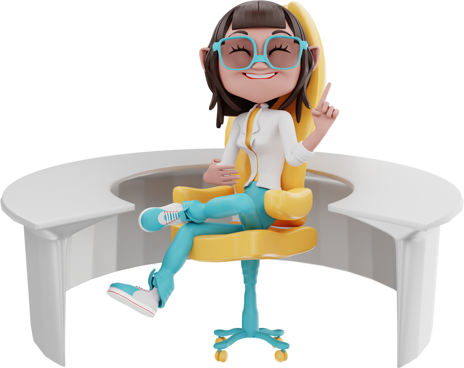 Woman Sitting on a Chair 3D Illustration