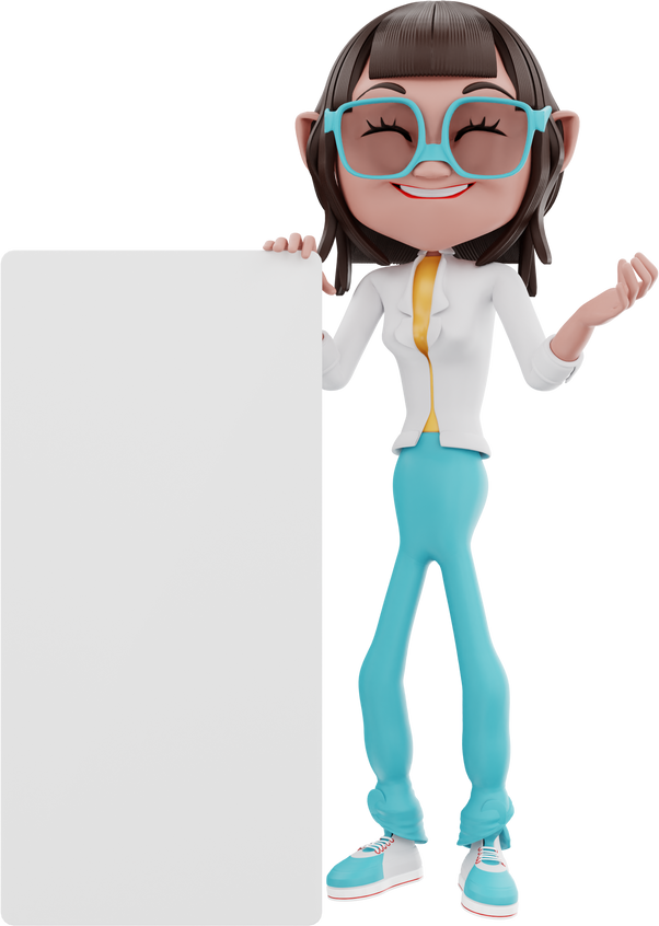 3D Woman and a Blank Board
