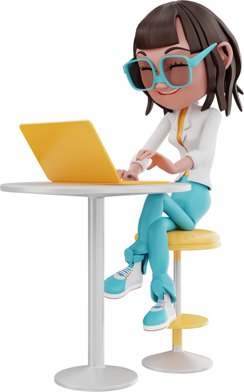 Woman on her Laptop 3D Illustration